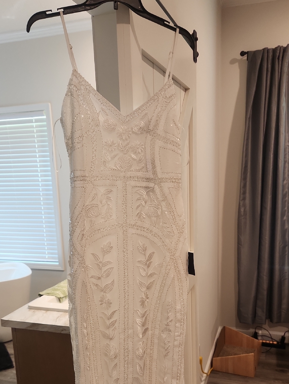 Lulu's White Beaded Midi Dress